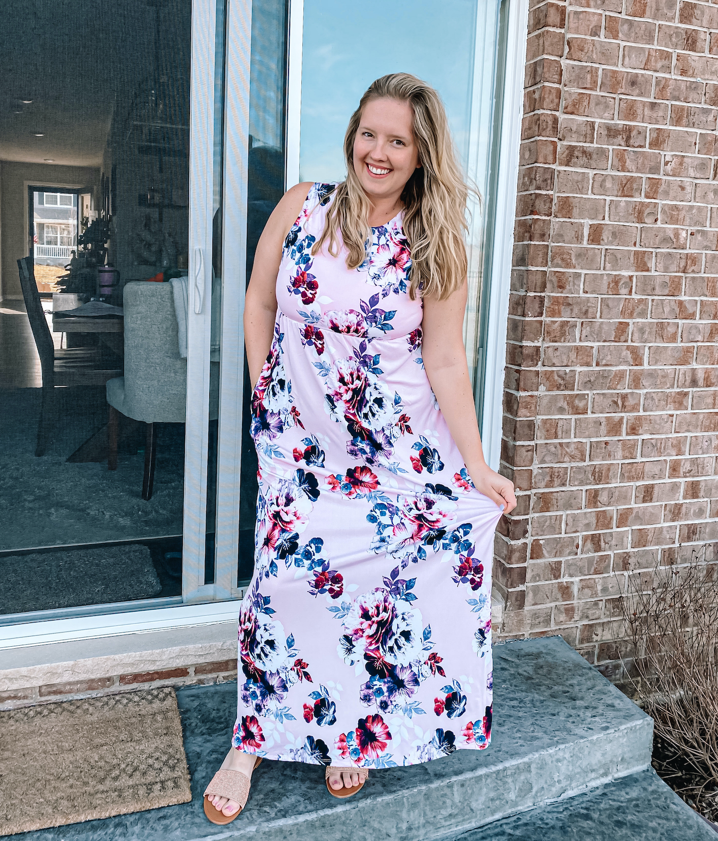 Pink Floral Maternity Gender Reveal Dress