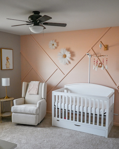 Peach Nursery Crib Accent Wall Featured